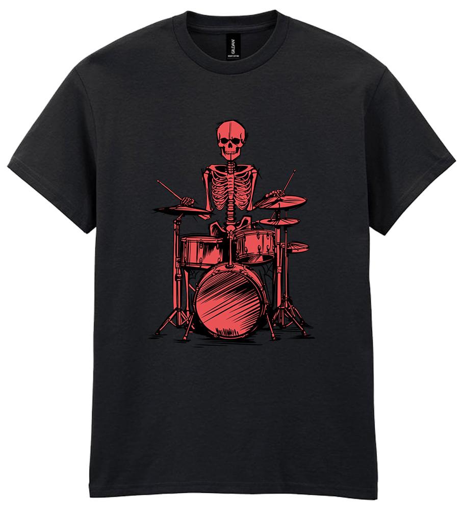 Футболка Барабанщик-Скелет Музыкальный Подарок Готика Хоррор Веселье Фестиваль Барабанная Футболка 4XL