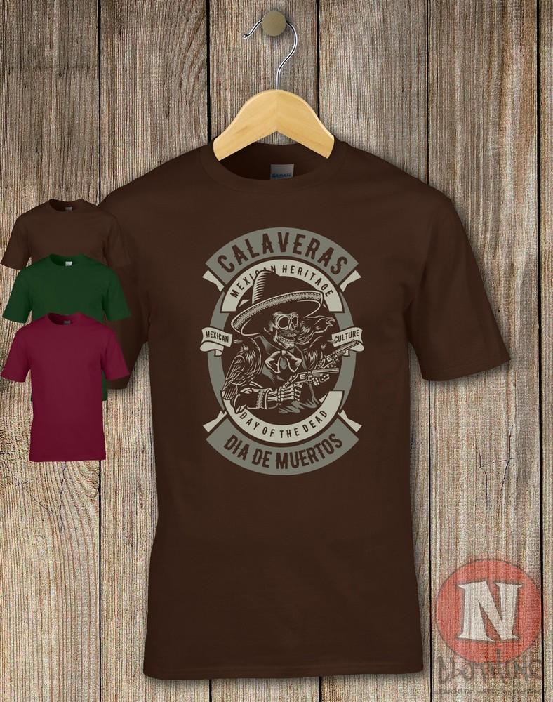 Черепа День Мёртвых Футболка Скелет Хэллоуин Мексиканский Фестиваль 4XL